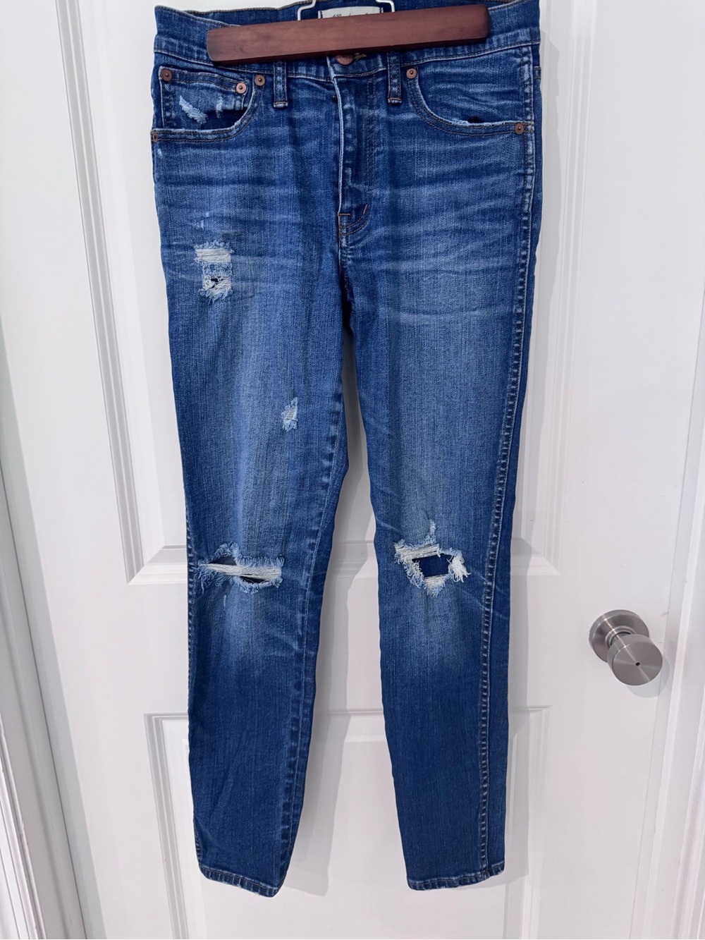 Madewell Women's Distressed Dark Blue Skinny Jeans